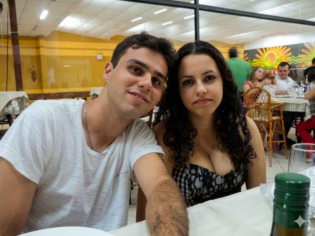 Julia e Sérgio no começo do namoro